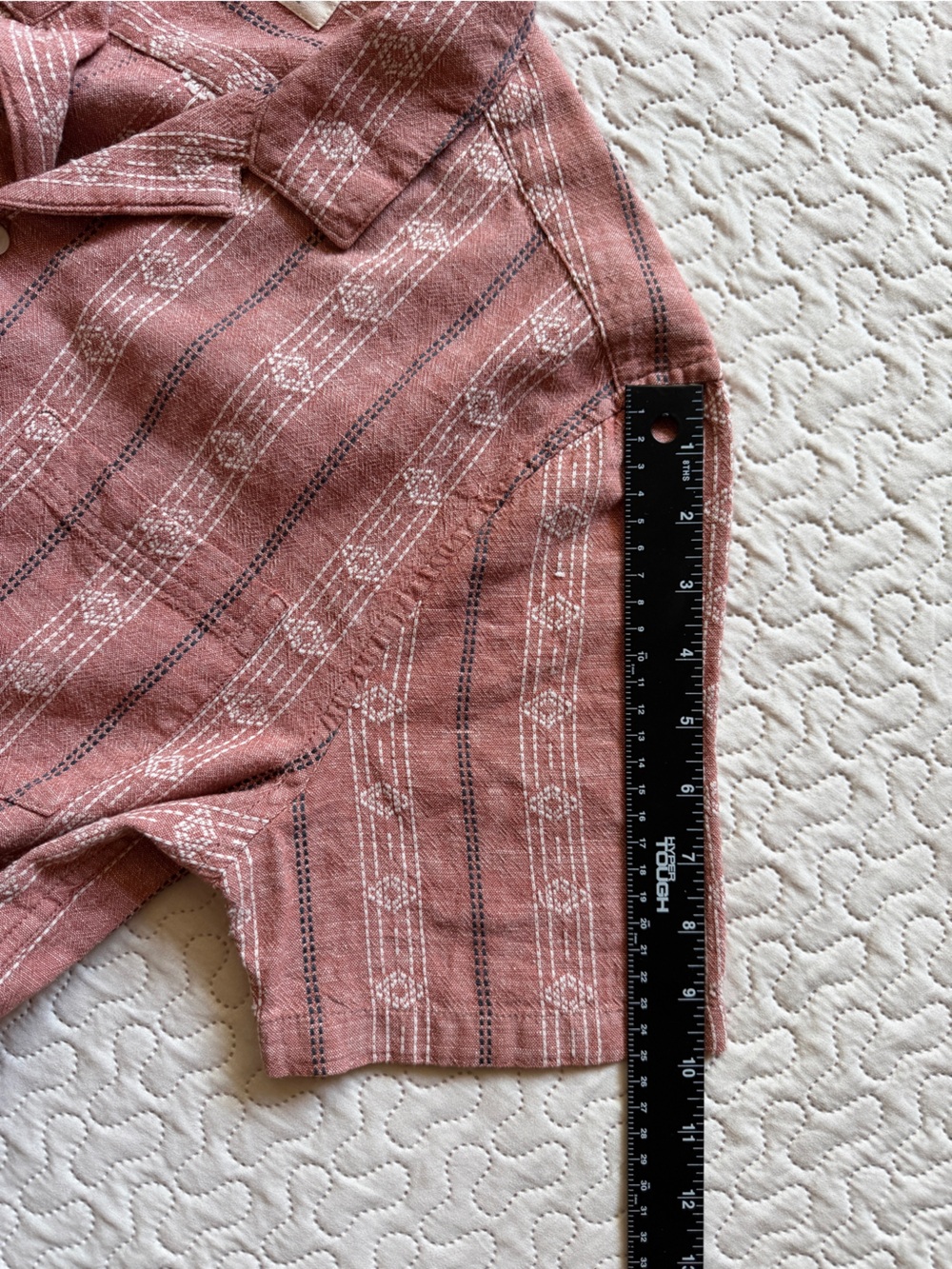 Mutual Weave Men's Rust Pink Camp Collar Patterned Button-Up Shirt Size Small - Picture 5 of 10